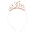Elegantes Diadem zum 30. Geburtstag in Roségold mit funkelnden Strasssteinen für Damen - 30. Geburtstag Stil / Roségold