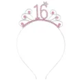 Süße Tiara zum 16. Geburtstag für Mädchen mit rosa Strasssteinen und Silberkrone - 16. Geburtstag Stil (Rosa Strass) / Silber