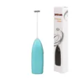 Handheld electric milk frother for coffee, latte and cappuccinos with stainless whisk. - Blue