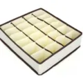 Fabric underwear organizer box, foldable multi-grid bra and socks storage container. - 24 Compartments (32x32x10cm) / Beige
