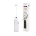 Handheld electric milk frother and coffee stirrer with box, perfect for home kitchen use. - White