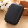 Black rectangular zipper storage bag for data cables earphones and coins hard shell case - Black