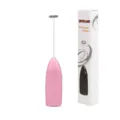 Handheld electric milk frother in pink color, perfect for coffee, cappuccino, and egg beating. - Pink