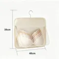 Hanging underwear storage bag with mesh pocket and metal hook for closet organization. - 1 Layer / Beige