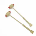 Wooden back scratcher and massage hammer dual-use traditional relaxation tool for daily care. - 33cm
