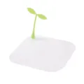 Silicone floor drain cover with cute green sprout handle, anti-odor and anti-clog design. - White