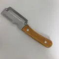 Multi-functional scallion cutter and bottle opener with wooden handle for kitchen shredding. - Solid Wood Handle (Serrated)