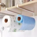 Under cabinet paper towel holder, white punch-free kitchen roll paper storage rack. - White