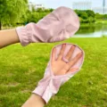 Pink UV protection driving gloves, breathable mesh fingerless summer outdoor cycling sun gloves. - One Size / Wristlet - Pink