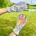 Sun protection gloves for women, grey breathable mesh open finger cycling driving gloves - One Size / Short - Gray