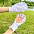 Summer white breathable sun protection gloves, fingerless design for outdoor driving cycling. - One Size / Short Style - White
