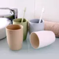 Plastic toothbrush cup set, colorful mouthwash cups, home bathroom washing accessories. - Khaki