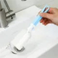 Cepillo de esponja con mango largo para limpiar fácilmente vasos, botellas y tazas. - Mango azul