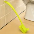 Long-handled plastic toilet bowl cleaning brush in bright green color for bathroom, SKU variant - Green