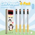 Schattige Pinguïn Gelpen 4-Stuks 0.5mm Zwart Sneldrogend Kantoor School Schrijfset - Pinguïn-stijl