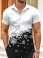 Men's short sleeve casual shirt with stylish snowflake gradient print and classic lapel collar. - M / Style 2