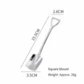 Stainless steel shovel spoon, creative dessert spoon and cute coffee scoop, 15.5cm. - Square Toe / Silver