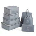 7 Stueck Reise Organizer Set Wasserdichte Packwuerfel Kofferwaeschetaschen in Grau - Grau
