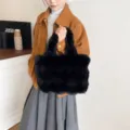 Schwarze Kunstpelz-Handtasche für Damen, flauschige Tote-Bag - Ohne Anhänger / Schwarz