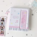 Detailed view of a cute Korean style PVC photo album featuring musical note patterns. - Polka Dot Music Style / White