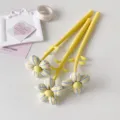 Three cute fabric flower gel pens with yellow stems, perfect for student stationery gifts. - 1PC / Yellow