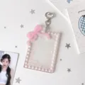 Porta fototessera estetico con fiocco rosa glitter per carte idol da 3 pollici - Fiocco Rosa