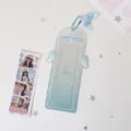 Glittery blue gradient angel wings photo card sleeve protector with blue bead chain - Blue