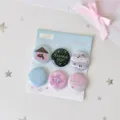 Detailed view of 6-piece set of cute 25mm cartoon star and musical note themed badges - Star Group (6 Badges Pack) / 6 Pcs/Set