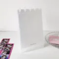 Minimalist translucent mushroom ring card holder stand for desktop photo storage and display - 2 Grids / Includes 10 Inner Pages