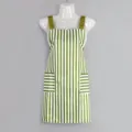 Tablier de cuisine à rayures vert et blanc style nordique minimaliste tablier de chef imperméable - Coton sergé à bretelles - rayé vert
