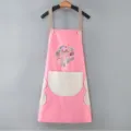 Grembiule da cucina rosa con simpatico coniglio, bavaglino impermeabile con tasche e lati asciugamano. - Stile Asciugamani / Rosa con tasca grigia
