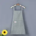 Grembiule da cucina in cotone a quadretti verdi con tasca, semplice ed elegante per cucinare. - Verde