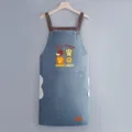 Simpatico grembiule da cucina impermeabile in stile giapponese per donna e uomo. - Stile Asciugamani / Blu cuoio