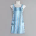 Tablier de cuisine rayé bleu et blanc avec poches, imperméable et élégant pour la cuisine à la maison. - Coton sergé à bretelles - rayé bleu