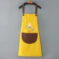 Grembiule da cucina impermeabile con tasca, design giallo e marrone per cucinare e pulizia - Stile standard giallo con tasca marrone