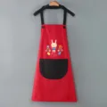 Grembiule da cucina impermeabile con stampa di coniglietto e tasca nera per casa. - Rosso con tasca nera - modello standard