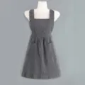 Grembiule da cucina stile principessa a righe grigie, grazioso grembiule senza maniche. - Grigio