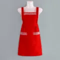 Grembiule da cucina rosso con pizzo bianco, elegante grembiule da lavoro e cucina - Rosso