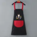 Grembiule da cucina impermeabile nero e rosso con coniglietto pasquale, variante adulto. - Nero con tasca rossa - modello standard