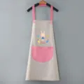 Grembiule da cucina impermeabile con stampa coniglietto e tasca rosa per pulizie e cucina - Grigio con tasca rosa - modello standard