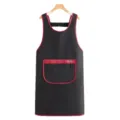 Black waterproof kitchen apron with red trim and secure zipper pocket for daily work use - Black
