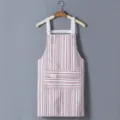 Canvas Cotton Linen Striped Apron with Pocket and Straps Kitchen Cooking Baking Working - Coffee