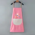 Grembiule da cucina impermeabile con simpatico motivo di coniglio e tasca per la casa e cucina. - Grembiule rosa con tasca grigia - standard