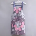 Grembiule da cucina floreale in tela con tasche, pratico grembiule da lavoro e casa. - Vestibilità regolare / Violetto