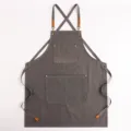 Grembiule da cucina spesso in tela con bretelle incrociate e tasche per cucina, giardino e bar. - Grigio