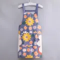 Grembiule da cucina stampato a fiori con tasca frontale e asciugamani laterali assorbenti. - Stile Asciugamani / Margherita Blu