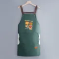 Waterproof oil-proof kitchen apron for men and women, cute cartoon design, fashion cooking bib. - Hand-wipe Style / Dark Green