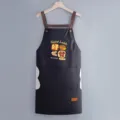 Grembiule da cucina impermeabile con tasche e stampa portafortuna ideale per cucinare e pulire. - Stile Asciugamani / Nero