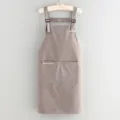Waterproof kitchen apron for cooking baking, sleeveless household workwear with pockets. - Coffee