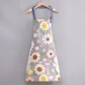 Delantal de cocina de lona floral con toallas laterales para cocinar y limpiar. - Estilo de Limpieza de Manos / Girasol Gris